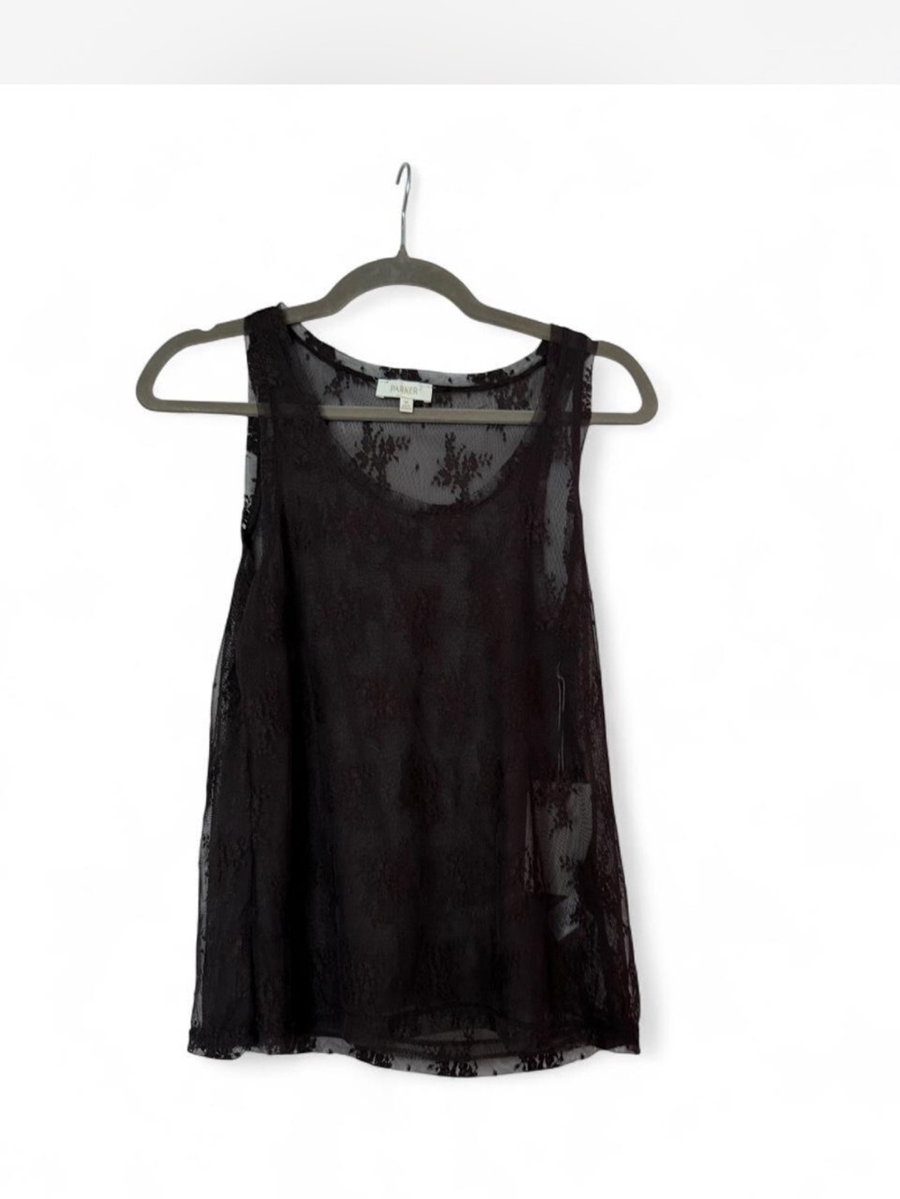 Parker Brown Lace Sheer Tank Top